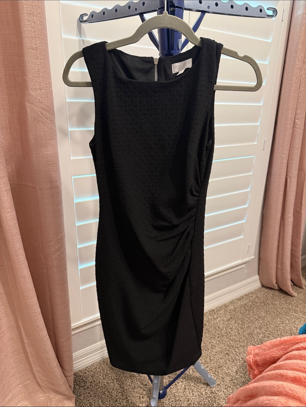 Bisou Bisou Black Sleeveless Mini Dress with Side Drape